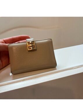 Givenchy Taupe Leather Card Case with Gold Logo
